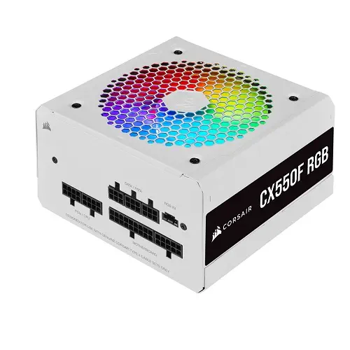 Corsair CX550F RGB White CP-9020225-EU 550W 80 Plus Bronze RGB Beyaz Full Modüler Power Supply