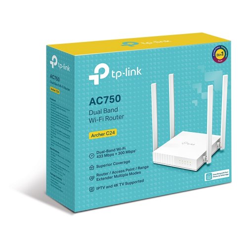 TP-Link Archer C24 AC750 4 Port Dual Band Kablosuz Router