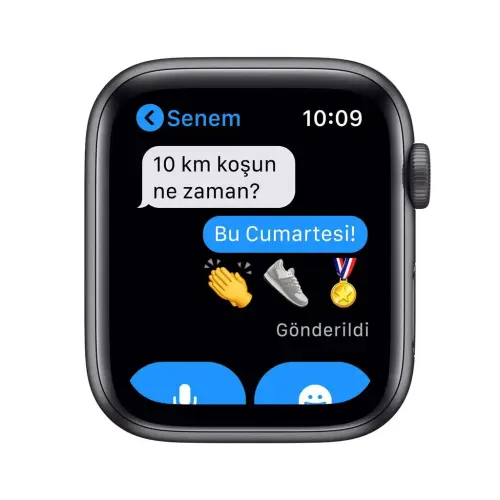 Apple Watch SE 44mm GPS Space Gray Alüminyum Kasa ve Siyah Spor Kordon MYDT2TU/A