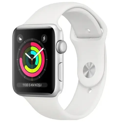 Apple Watch Seri 3 GPS 42 mm Gümüş Rengi Alüminyum Kasa ve Beyaz Spor Kordon - MTF22TU/A Apple Türkiye Garantili