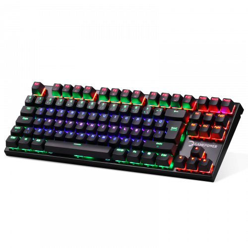 GamePower Warlock Compact Mekanik Mavi Outemu Switch Türkçe Q USB Gaming Klavye