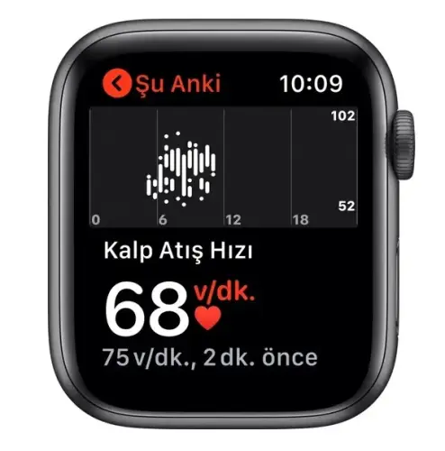 Apple Watch Seri 5 44mm GPS Space Grey Alüminyum Kasa ve Siyah Spor Kordon MWVF2TU/A