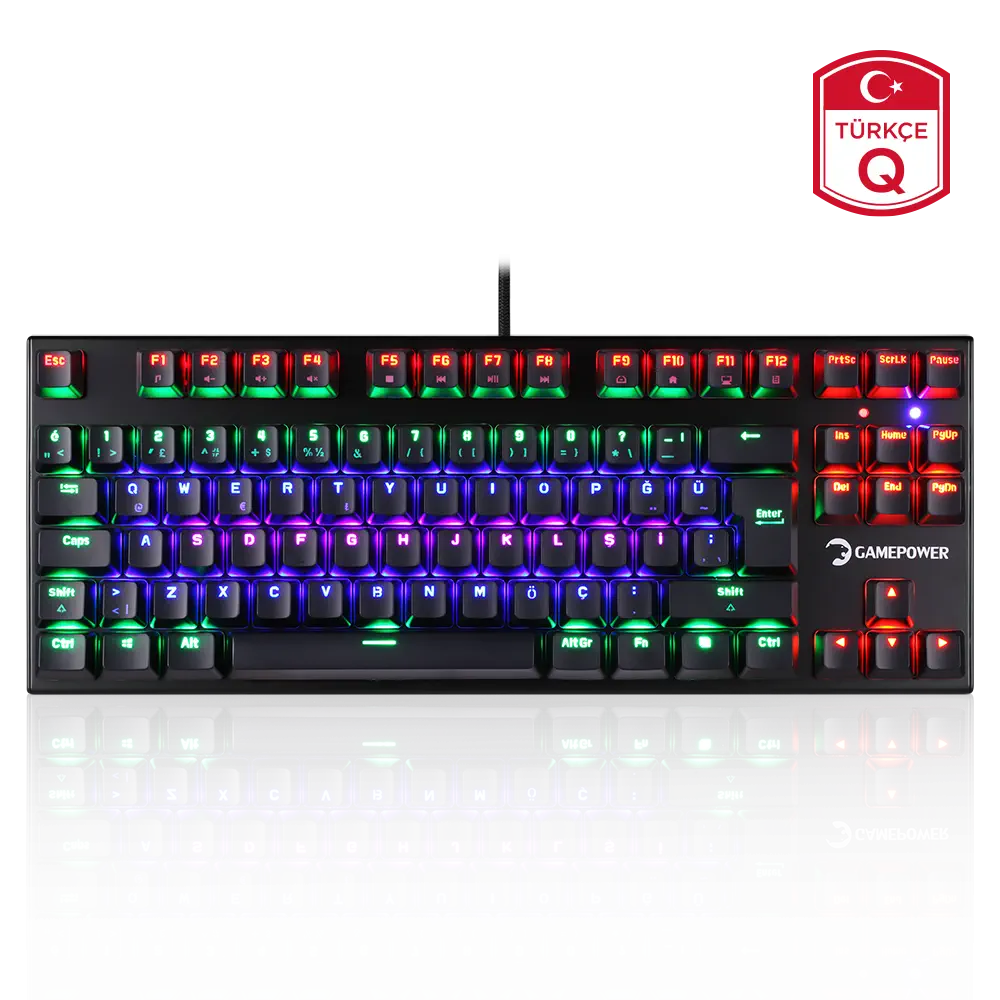 GamePower Warlock Compact Mekanik Red Switch Türkçe Q USB Gaming Klavye