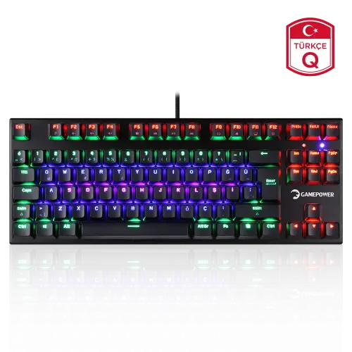GamePower Warlock Compact Mekanik Red Switch Türkçe Q USB Gaming Klavye