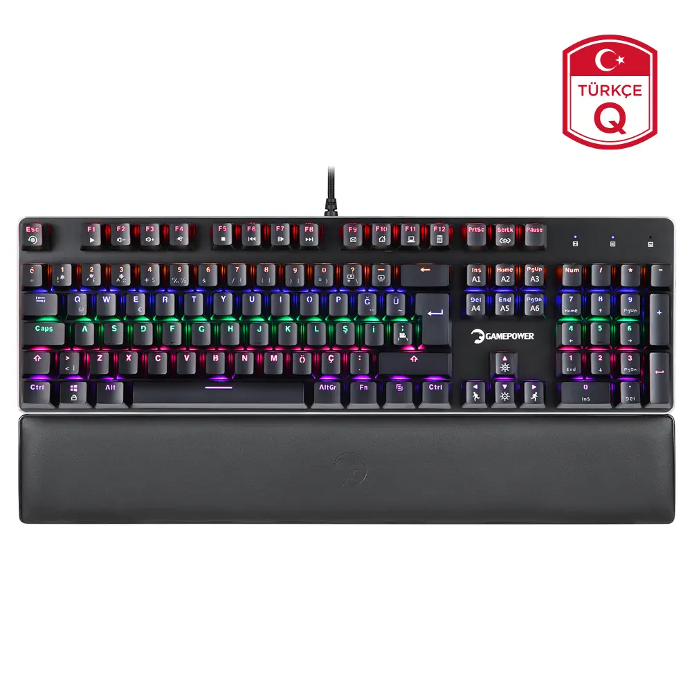 GamePower Ogre Rainbow Outemu Blue Switch Türkçe Q USB Mekanik Gaming Klavye
