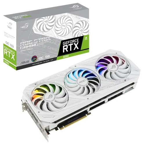 Asus ROG Strix GeForce RTX 3080 OC White ROG-STRIX-RTX3080-O10G-WHITE 10GB GDDR6X 320Bit DX12 Gaming (Oyuncu) Ekran Kartı