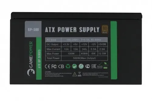 GamePower GP-500 APFC 14cm 80+ Bronze 500W Power Supply