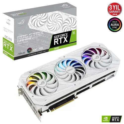 Asus ROG Strix GeForce RTX 3090 OC White ROG-STRIX-RTX3090-O24G-WHITE 24GB GDDR6X 384Bit DX12 Gaming (Oyuncu) Ekran Kartı