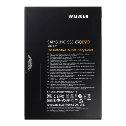 Samsung 870 EVO MZ-77E1T0BW 1TB 560/530MB/s 2.5″ SATA 3 SSD Disk
