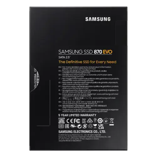 Samsung 870 EVO MZ-77E500BW 500GB 560/530MB/s 2.5″ SATA 3 SSD Disk