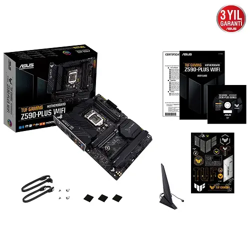 Asus TUF Gaming Z590-PLUS WIFI Intel Z590 Soket 1200 DDR4 5133(OC)MHz ATX Gaming (Oyuncu) Anakart