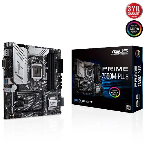 Asus Prime Z590M-PLUS Intel Z590 Soket 1200 DDR4 5133(OC)MHz mATX Gaming (Oyuncu) Anakart