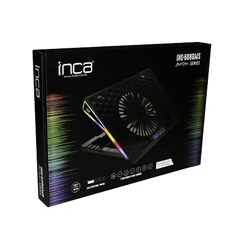 Inca Arrax II INC-608GMS 1 x 185mm Fan RGB LED 13″-17.3″ Siyah Notebook Soğutucu