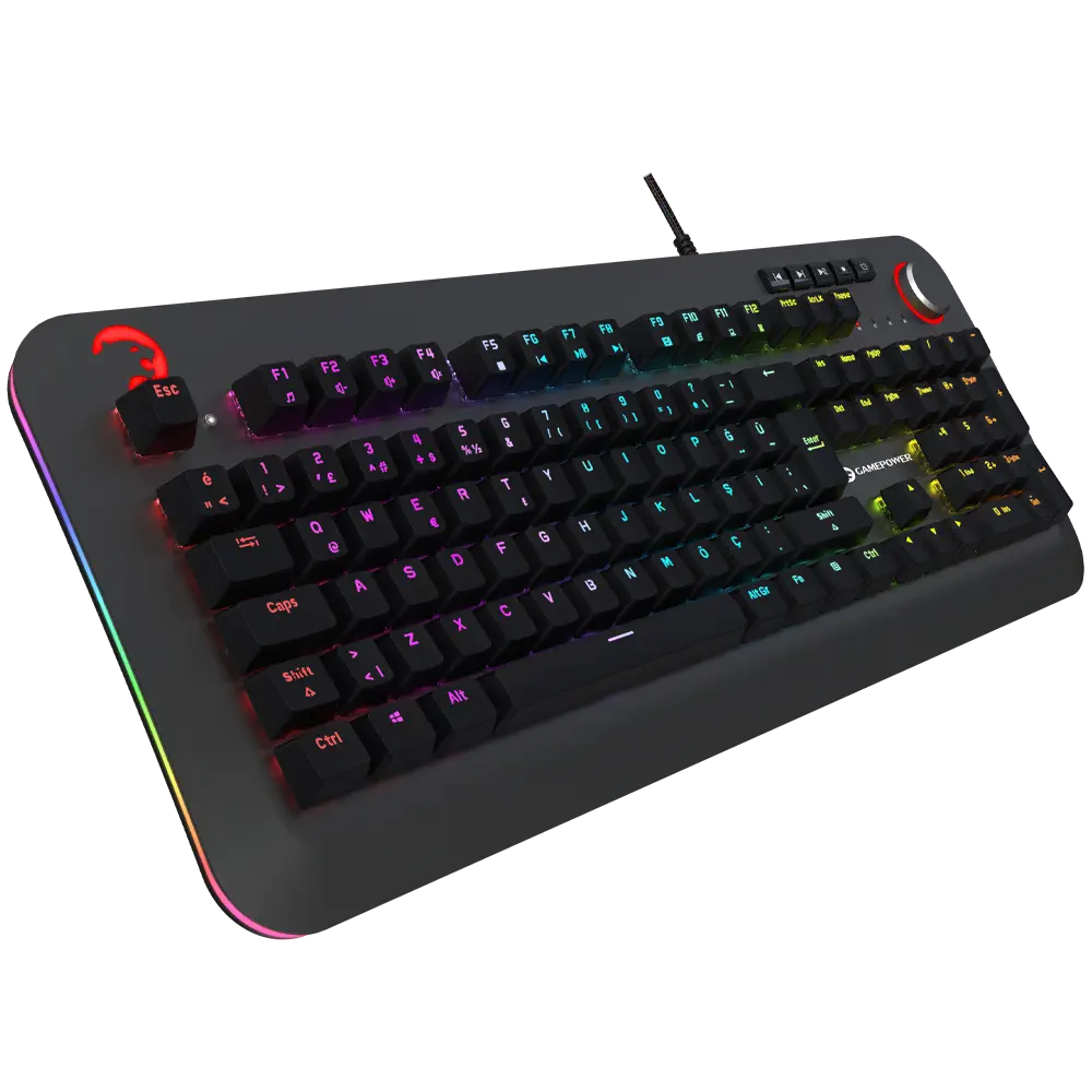 GamePower Starscream RGB Red Switch Türkçe Q USB Suya Dayanıklı Optik Mekanik Gaming Klavye