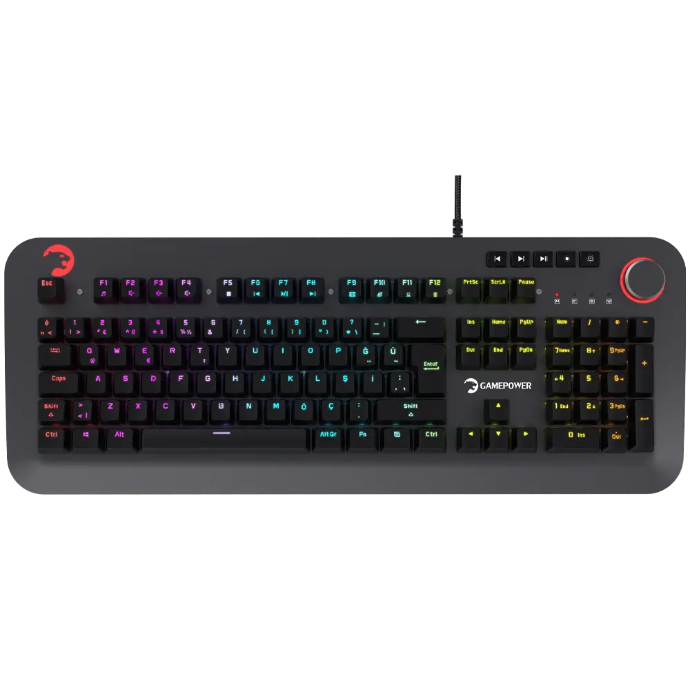 GamePower Starscream RGB Turuncu Switch Türkçe Q USB Suya Dayanıklı Optik Mekanik Gaming Klavye