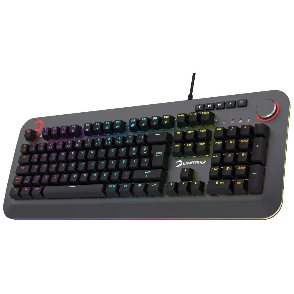 GamePower Starscream RGB Turuncu Switch Türkçe Q USB Suya Dayanıklı Optik Mekanik Gaming Klavye