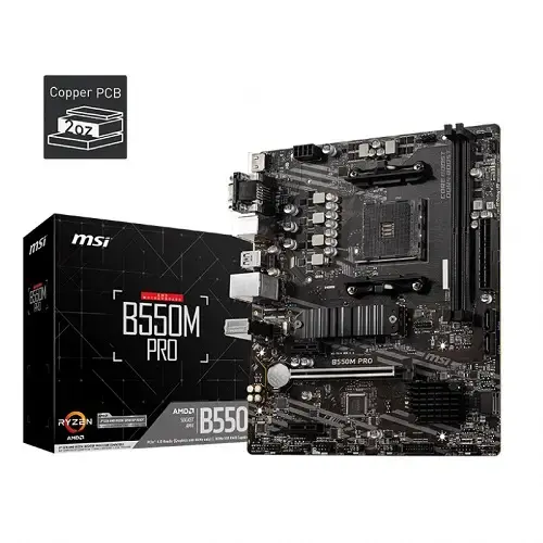 MSI B550M PRO AMD B550 Soket AM4 DDR4 4600(OC)MHz mATX Gaming (Oyuncu) Anakart