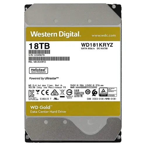 WD Gold WD181KRYZ 18TB 7200Rpm 512MB 3.5″ SATA3 Harddisk