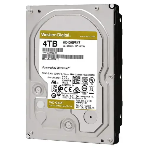 WD Gold WD4003FRYZ 4TB 7200Rpm 256MB 3.5″ SATA3 Harddisk