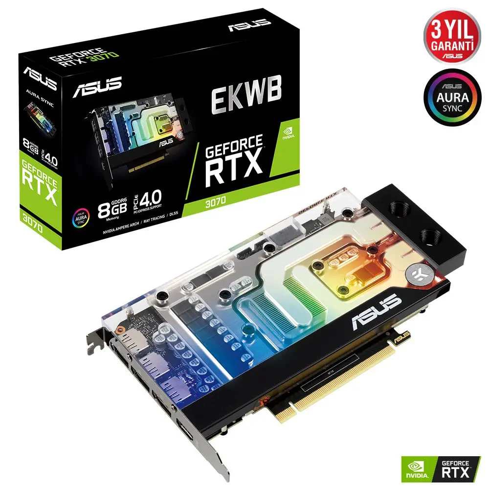 Asus EKWB GeForce RTX 3070 RTX3070-8G-EK 8GB GDDR6 256Bit DX12 Gaming (Oyuncu) Ekran Kartı
