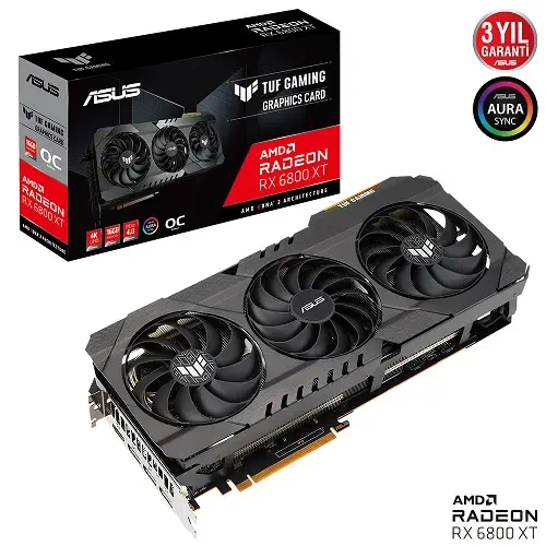 Asus TUF Gaming Radeon RX 6800 XT OC TUF-RX6800XT-O16G-GAMING 16GB GDDR6 256Bit DX12 Gaming Ekran Kartı