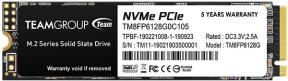 Team MP33 128GB 1500/500MB/s NVMe PCIe Gen3x4 M.2 SSD Disk (TM8FP6128G0C101)