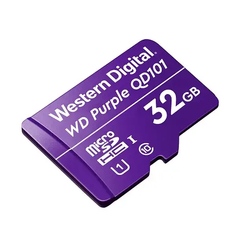 WD Purple Surveillance Camera SC QD101 WDD032G1P0C 32GB 7/24 Kesintisiz Ultra Dayanıklı Class 10 microSDHC Hafıza Kartı