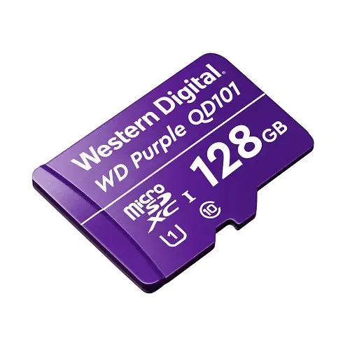 WD Purple Surveillance Camera SC QD101 WDD128G1P0C 128GB 7/24 Kesintisiz Ultra Dayanıklı Class 10 microSDXC Hafıza Kartı