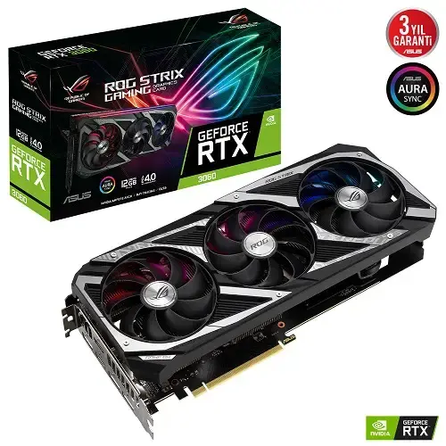 Asus ROG Strix GeForce RTX 3060 ROG-STRIX-RTX3060-12G-GAMING 12GB GDDR6 192Bit DX12 Gaming (Oyuncu) Ekran Kartı