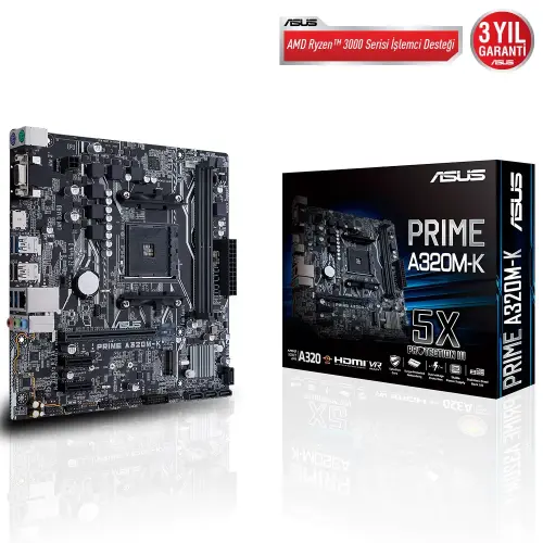 ASUS Prime A320M-K AMD A320 Soket AM4 DDR4 3200(O.C.)MHz mATX Anakart