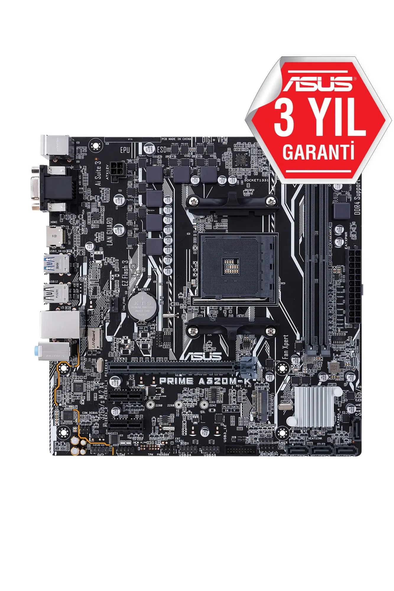 ASUS Prime A320M-K AMD A320 Soket AM4 DDR4 3200(O.C.)MHz mATX Anakart