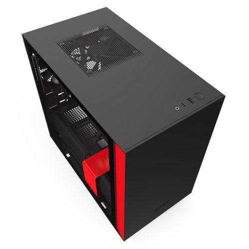 NZXT H210 CA-H210B-BR USB 3.1 Temperli Cam Mat Siyah/Kırmızı Mini-ITX Mini-Tower Gaming (Oyuncu) Kasa