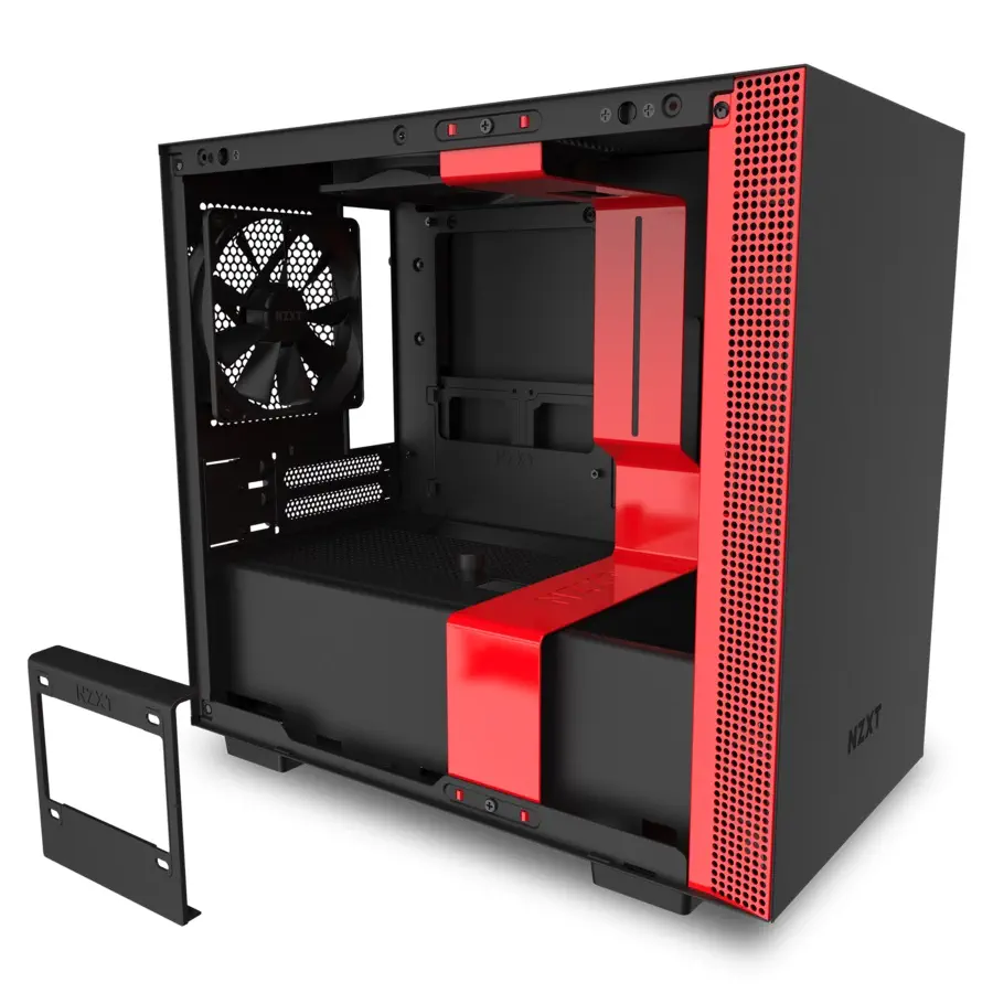 NZXT H210 CA-H210B-BR USB 3.1 Temperli Cam Mat Siyah/Kırmızı Mini-ITX Mini-Tower Gaming (Oyuncu) Kasa