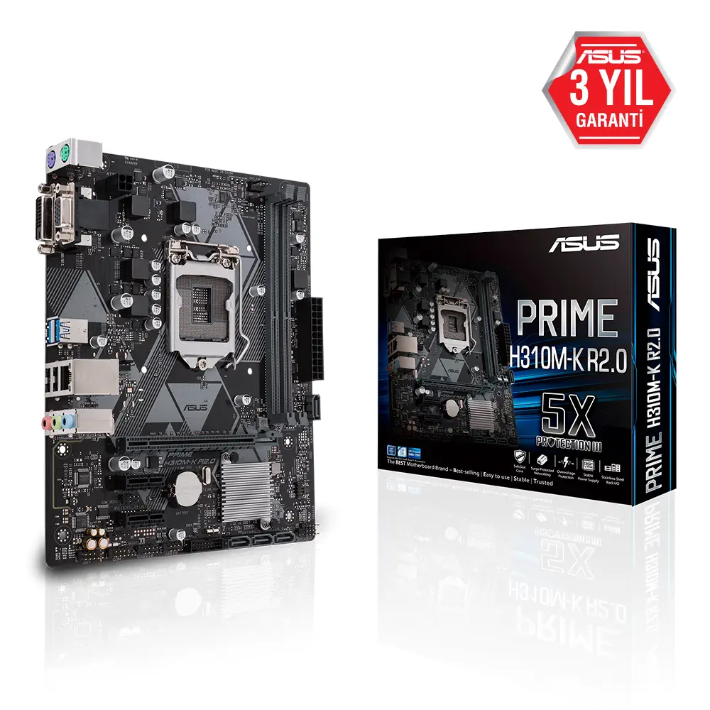 Asus Prime H310M-K R2.0 Intel H310 Soket 1151 DDR4 2666Mhz mATX Gaming(Oyuncu) Anakart