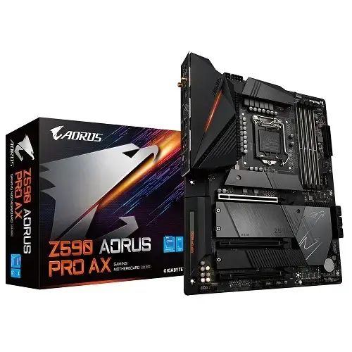 Gigabyte Z590 Aorus Pro AX Intel Z590 Soket 1200 DDR4 5400(OC)MHz ATX Gaming (Oyuncu) Anakart