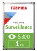 Toshiba S300 Surveillance HDWV110UZSVA 1TB 64MB 5400 RPM 3.5&quot; SATA3 7/24 Güvenlik Diski