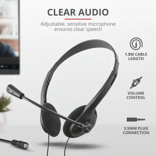 Trust Primo Chat Headset 21665  Mikrofonlu Kulak Üstü Siyah Kulaklık