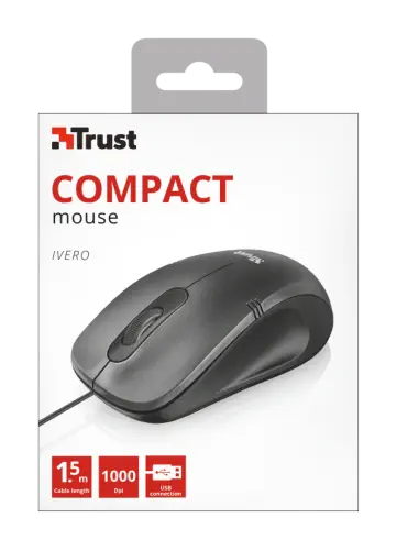 Trust Ivero 20404 1000DPI 3 Tuş Optik USB Siyah Kablolu Kompakt Mouse
