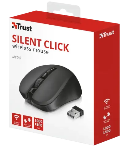 Trust Mydo Silent Click 21869 1800DPI 4 Tuş Optik USB Siyah Kablosuz Mouse