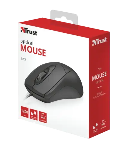 Trust Ziva 21947 1200DPI 3 Tuş Optik USB Siyah Kablolu Mouse