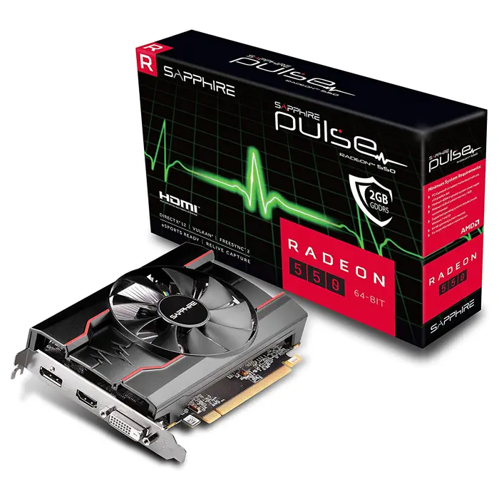 Sapphire Pulse Radeon RX 550 11268-21-20G 2GB GDDR5 64Bit DX12 Gaming (Oyuncu) Ekran Kartı