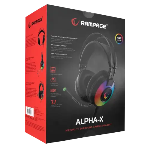 Rampage SN-RW66 ALPHA-X RGB 7.1 Surround Kablolu Gaming (Oyuncu) Kulaklık