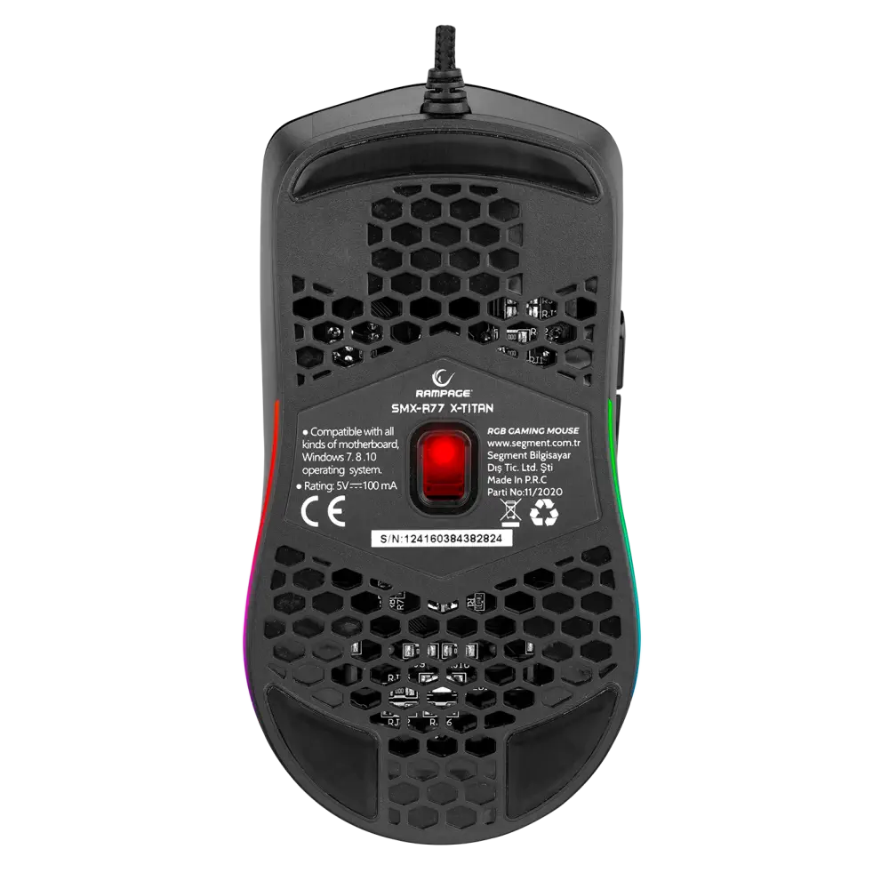 Rampage SMX-R77 X-TITAN 7200 DPI 7 Tuş Optik RGB Kablolu Siyah Gaming (Oyuncu) Mouse