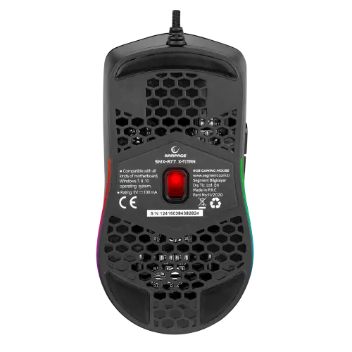 Rampage SMX-R77 X-TITAN 7200 DPI 7 Tuş Optik RGB Kablolu Siyah Gaming (Oyuncu) Mouse