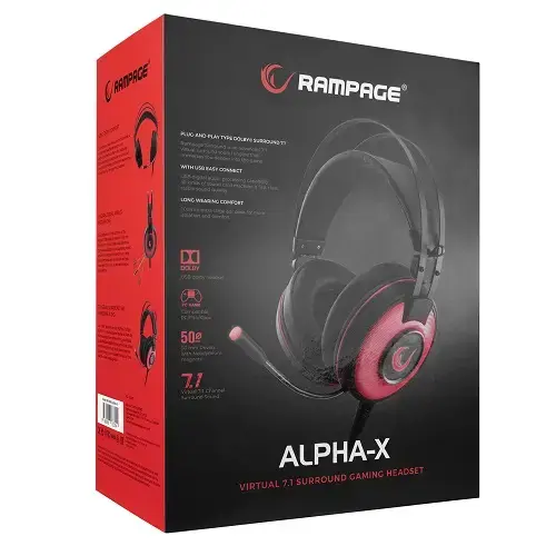 Rampage SN-RW66 ALPHA-X Kırmızı 7.1 Surround Kablolu Gaming (Oyuncu) Kulaklık