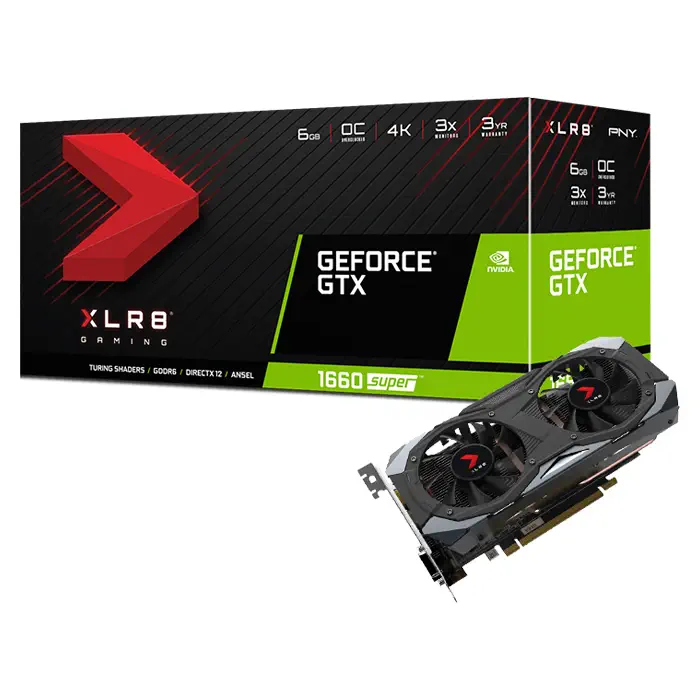 PNY GeForce GTX 1660 Super 6GB XLR8 Gaming OC VCG16606SDFMPB-O 6GB GDDR6 192Bit DX12 Gaming (Oyuncu) Ekran Kartı