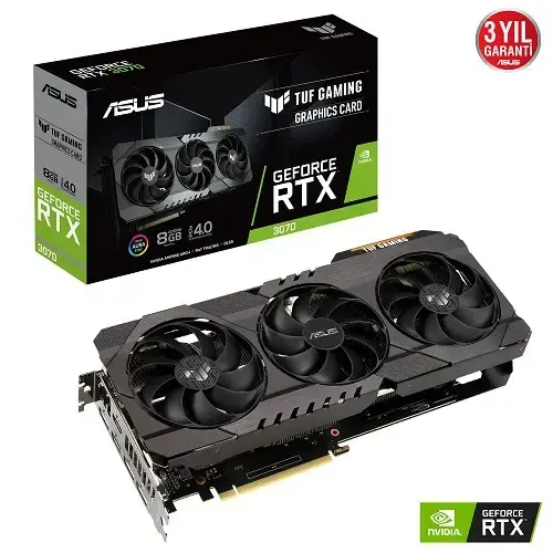 Asus TUF Gaming GeForce RTX 3070 TUF-RTX3070-8G-GAMING 8GB GDDR6 256Bit DX12 Gaming (Oyuncu) Ekran Kartı