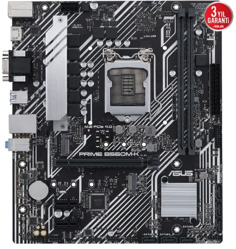 Asus Prime B560M-K Intel B560 Soket 1200 DDR4 5000(OC)MHz mATX Gaming (Oyuncu) Anakart