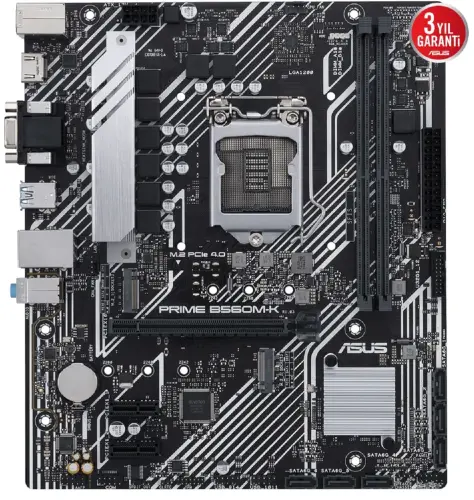 ASUS Prime B560M-K Intel B560 Soket 1200 DDR4 5000(OC)MHz mATX Gaming (Oyuncu) Anakart