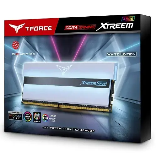 Team T-Force Xtreem ARGB White 16GB (2x8GB) 3200MHz CL16 DDR4 Gaming Ram (TF13D416G3200HC16CDC01)